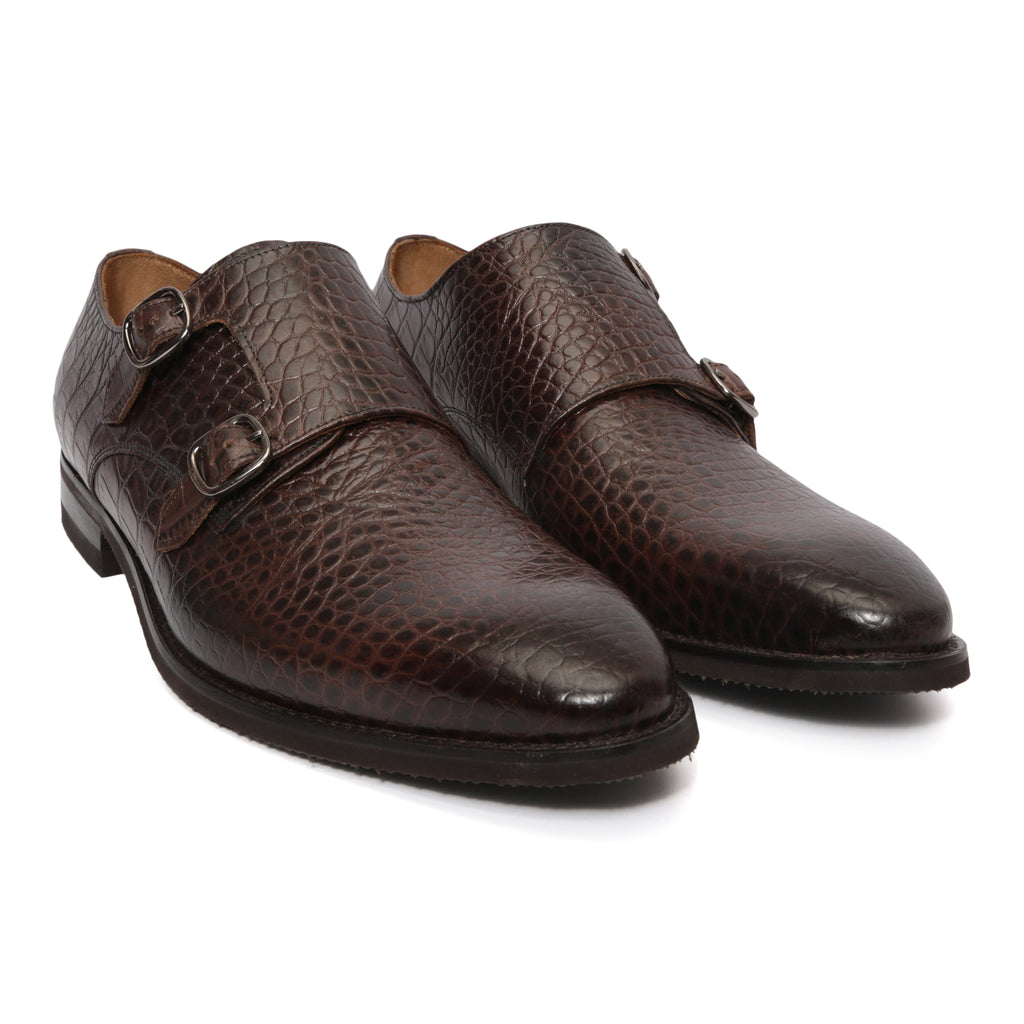 Croc Pattern Double Monkstraps : Double Monk