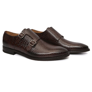 Croc Pattern Double Monkstraps : Double Monk