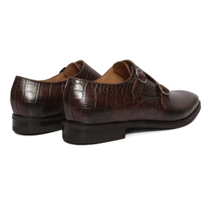 Croc Pattern Double Monkstraps : Double Monk