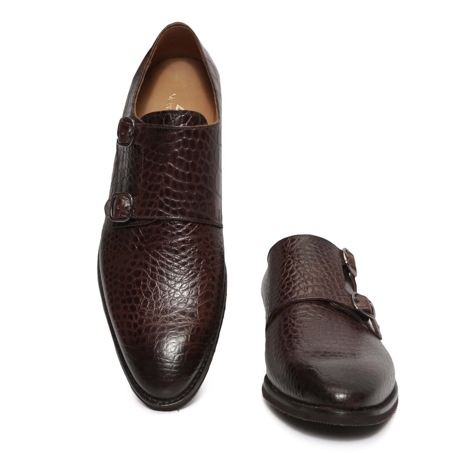 Croc Pattern Double Monkstraps : Double Monk
