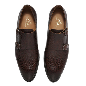 Croc Pattern Double Monkstraps : Double Monk
