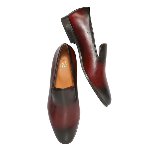 Mocassins patinés bordeaux