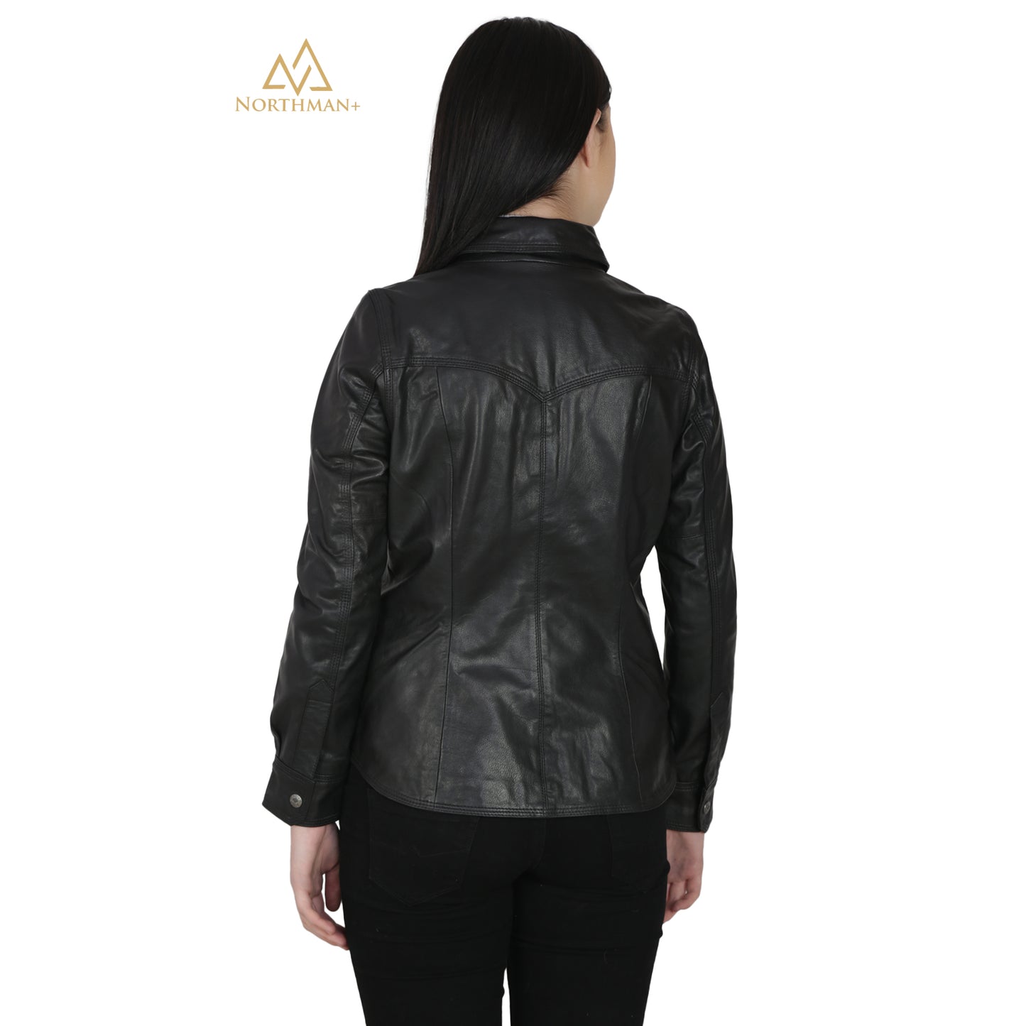 Women's Slim Fit Leather Shirt Jacket : The Button Down