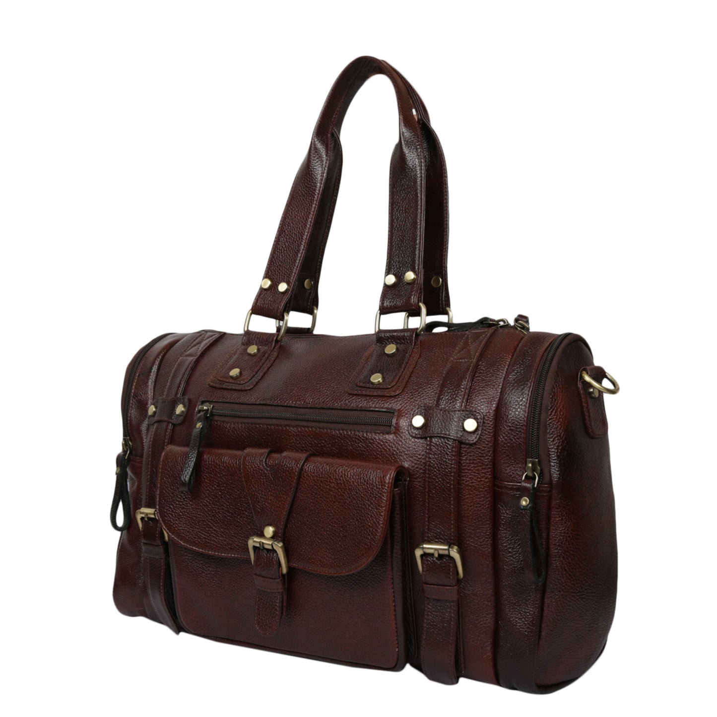 Leather Duffle Bag : Weekender In Chocolate Brown