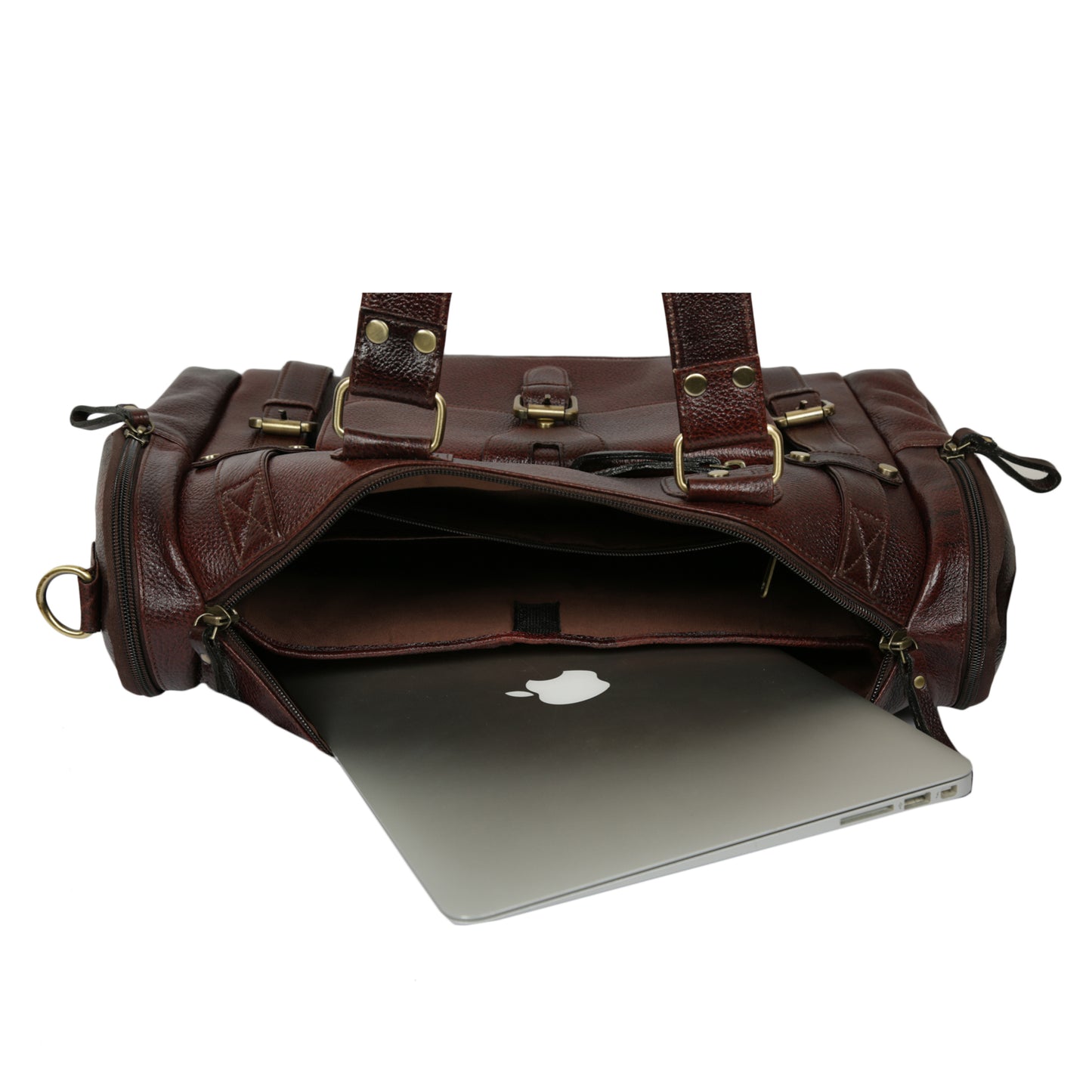 Leather Duffle Bag : Weekender In Chocolate Brown