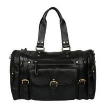 Leather Duffle Bag : Weekender In Jet black