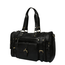 Leather Duffle Bag : Weekender In Jet black