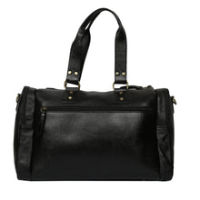 Leather Duffle Bag : Weekender In Jet black