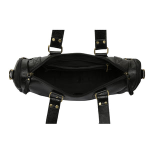 Leather Duffle Bag : Weekender In Jet black