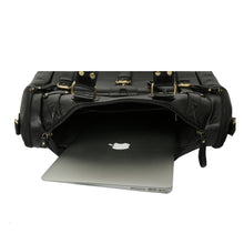 Leather Duffle Bag : Weekender In Jet black