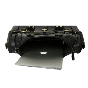 Leather Duffle Bag : Weekender In Jet black