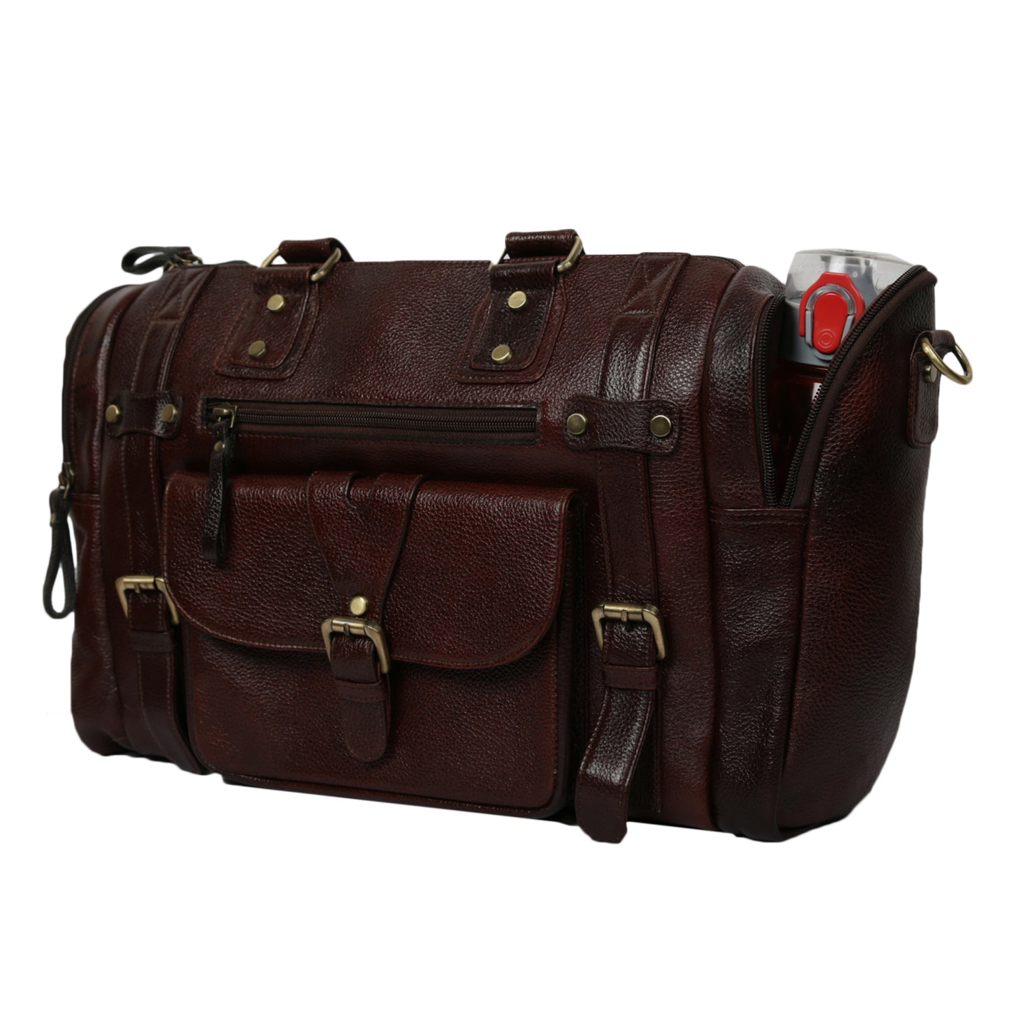 Leather Duffle Bag : Weekender In Chocolate Brown