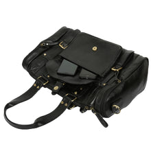 Leather Duffle Bag : Weekender In Jet black