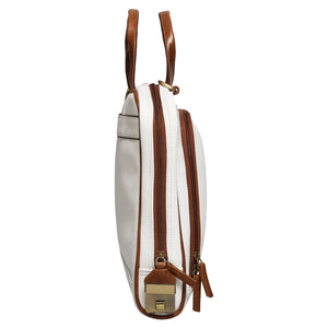 Leather Laptop Messenger Bag  : The CEO Bag in White