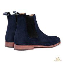 Navy suede chelsea boots