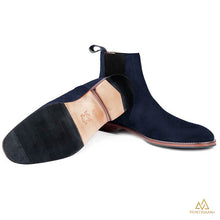 Navy suede chelsea boots