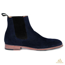 Navy suede chelsea boots