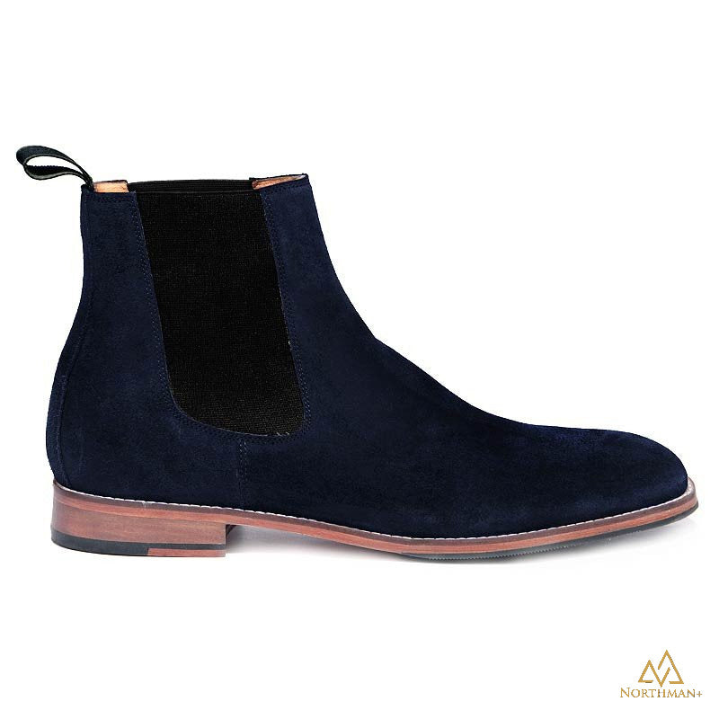 Navy suede chelsea boots