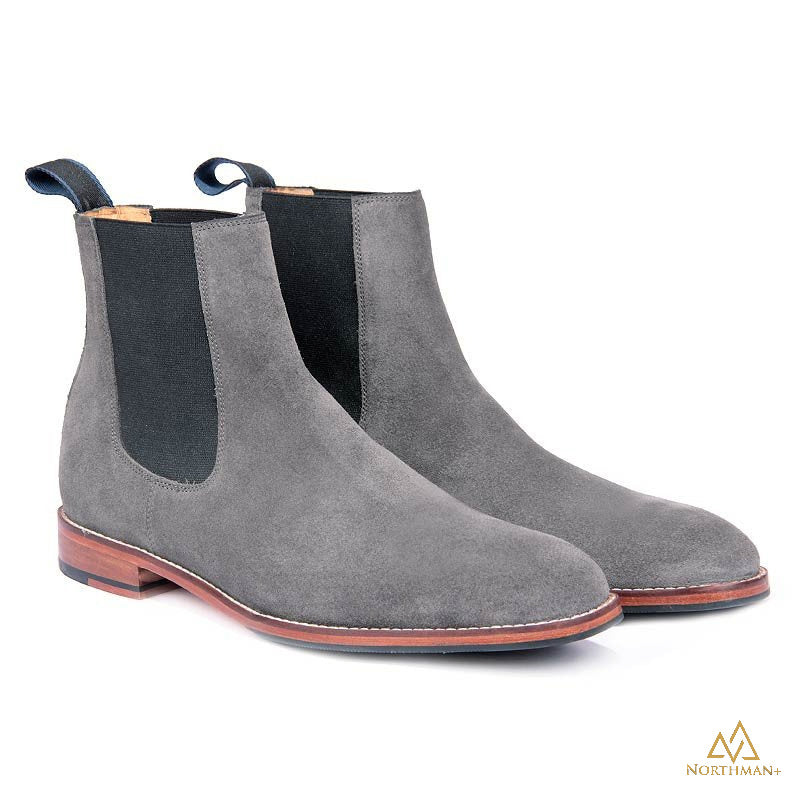 Grey suede Chelsea boots