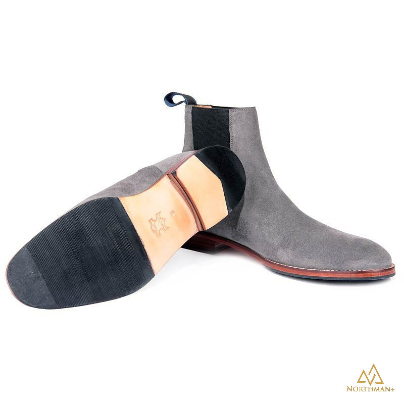 Grey suede Chelsea boots