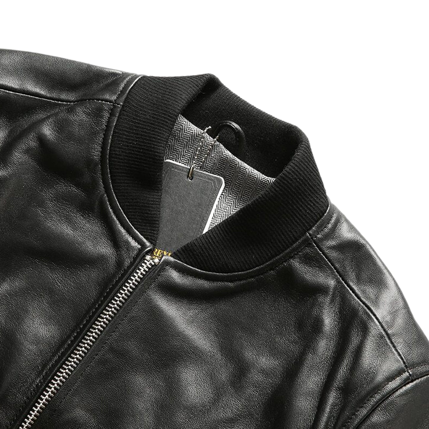 Men's Slim fit leather bomber jacket : The Lining bomber