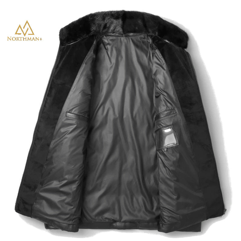 Leather Puffer Jacket for men