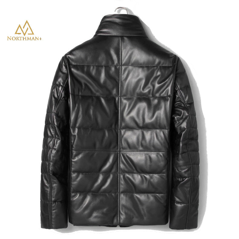 Leather Puffer Jacket for men