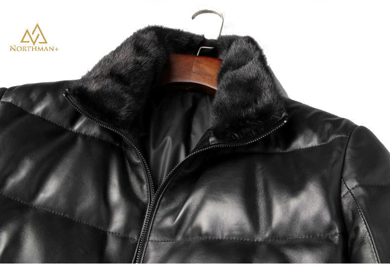 Leather Puffer Jacket for men