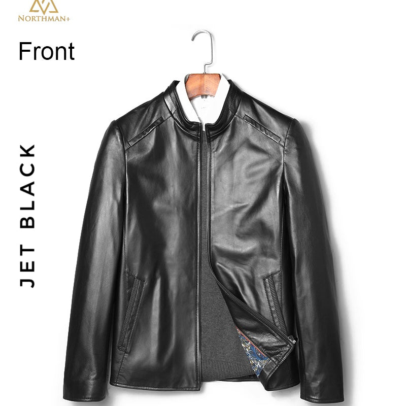 Classic leather jacket in Black for Men.