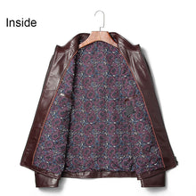 Classic leather jacket in Burgundy for Men.