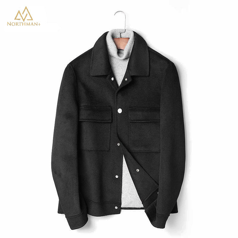 Black woolen coat for men