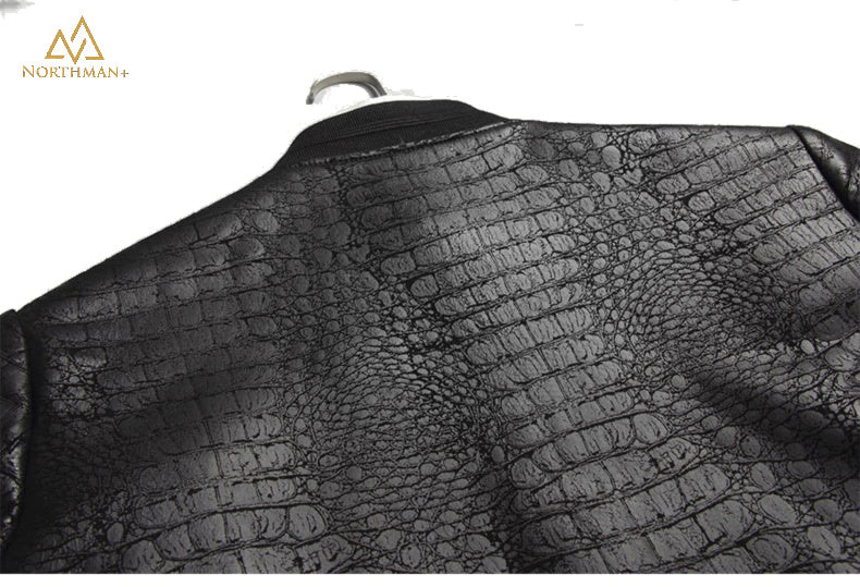Blouson bombardier en cuir ajusté pour homme Imprimé crocodile