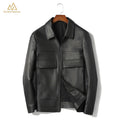 Blouson en cuir basique coupe droite pour homme