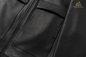 Straight Cut basic leather jacket for men